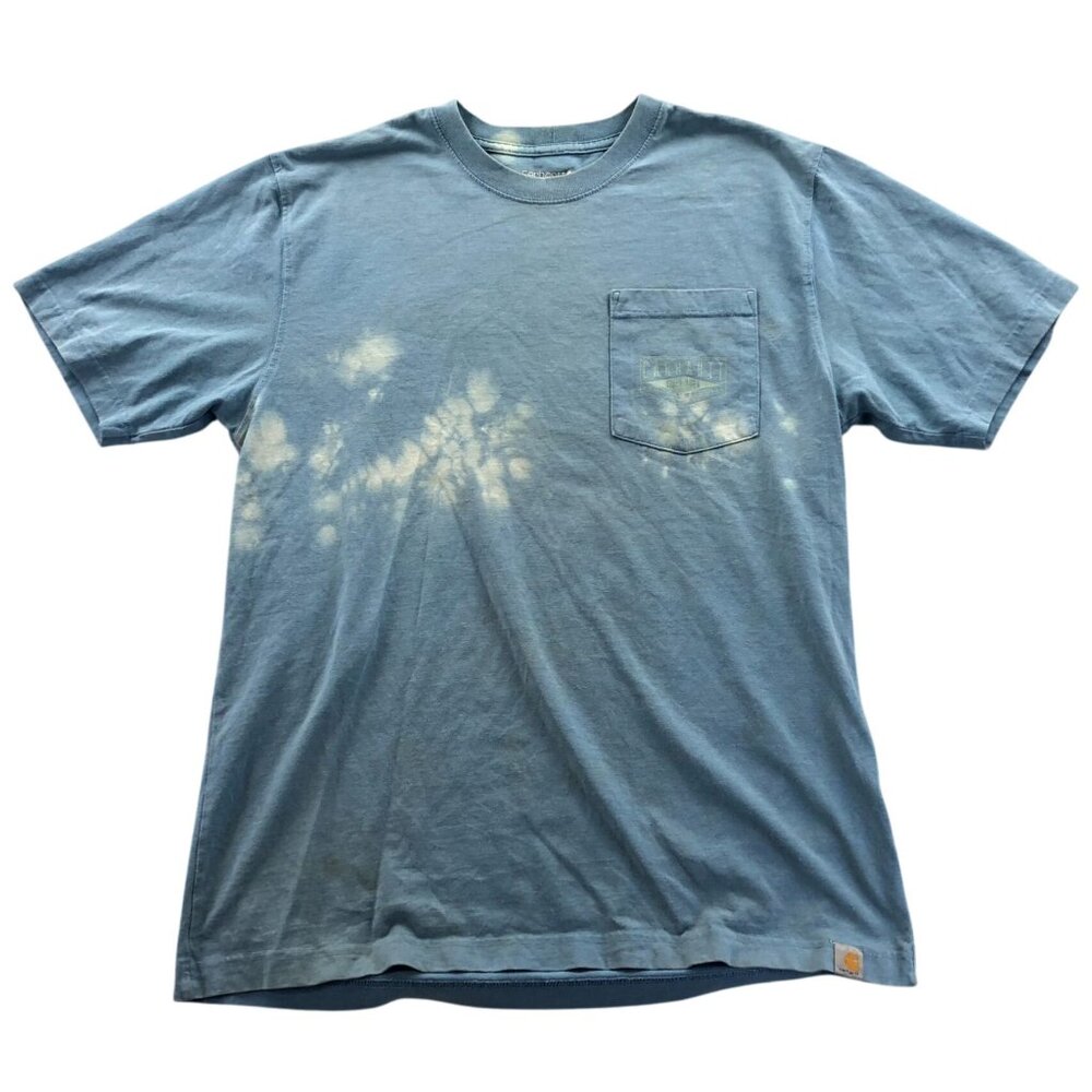 Carhartt Men T-Shirt Medium Short Sleeve Loose Fit Blue 105176 Pocket Tee Casual